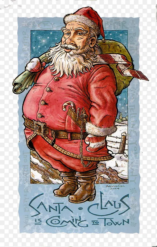 手绘圣诞老人卡片
