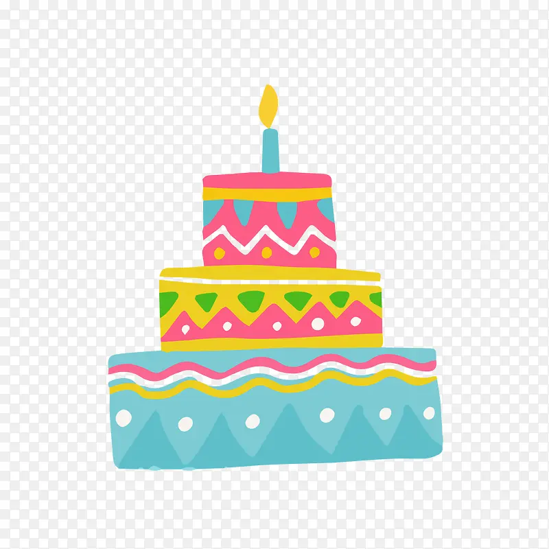 彩色生日蛋糕矢量图