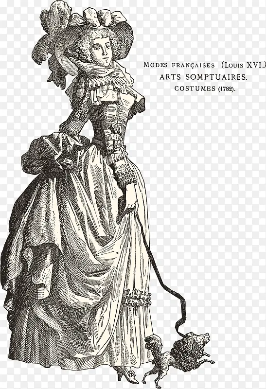 手绘欧美中世纪时尚高贵女性