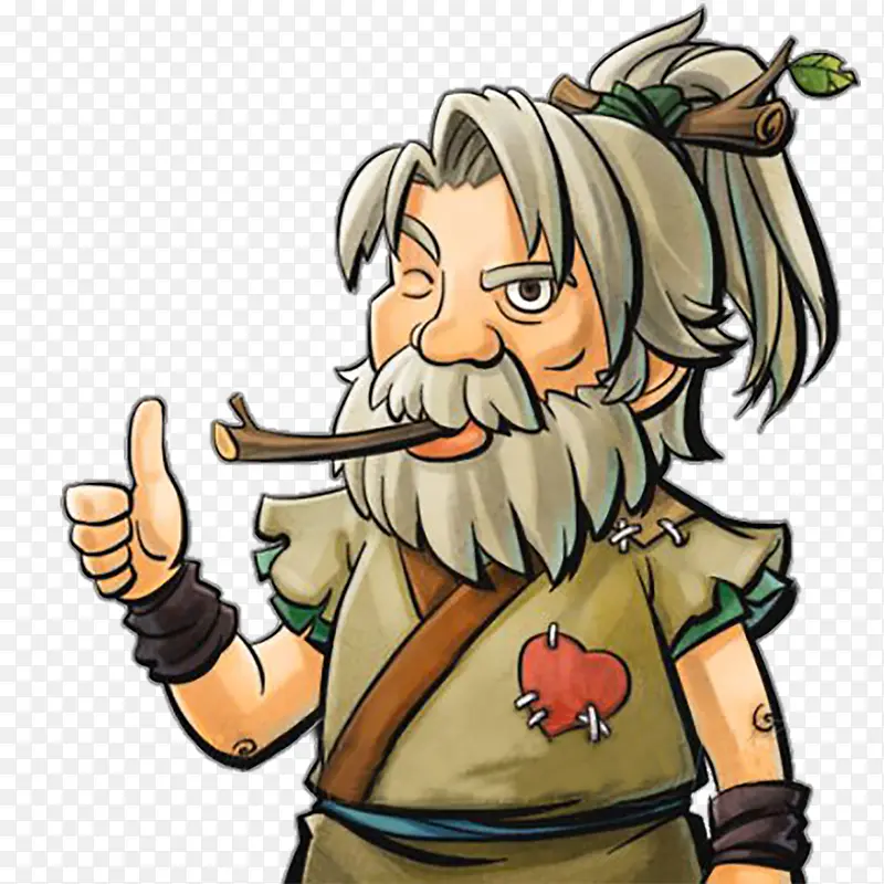 卡通落魄老年人