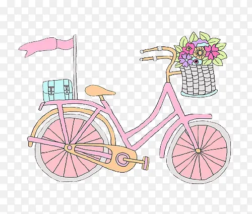 手绘粉色自行车