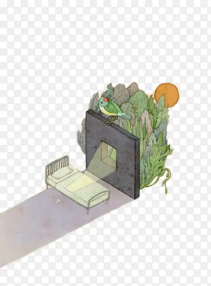 插画-房间里的落日余晖