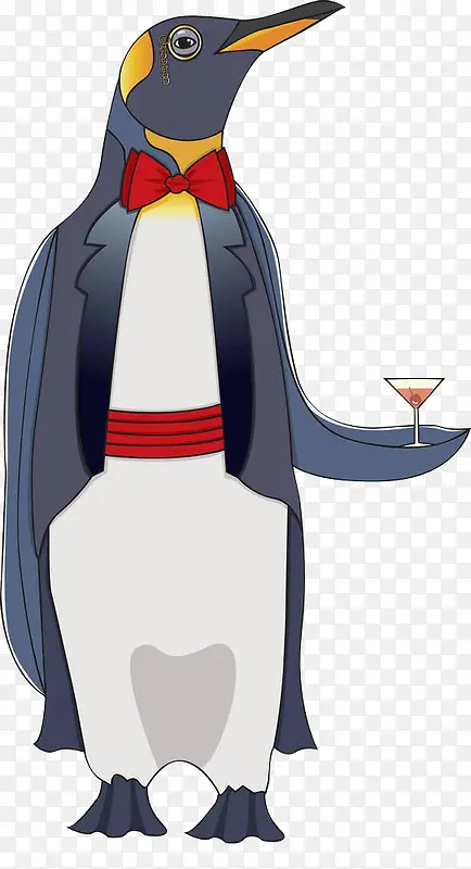 企鹅服务员端酒