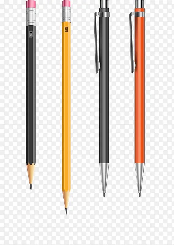 矢量铅笔自动铅笔素材彩色文具