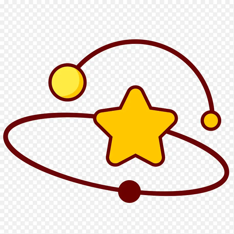 黄色圆角五角星环绕元素