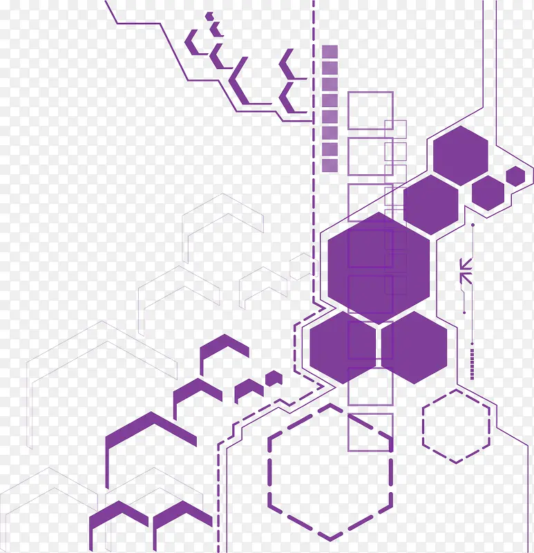 紫色六边形科技装饰