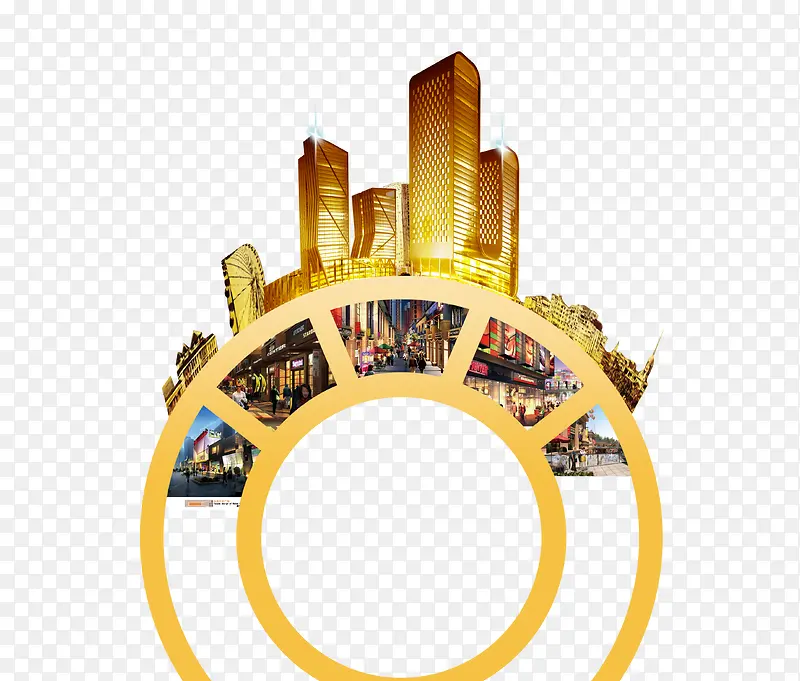 金色建筑物黄色圆圈城市
