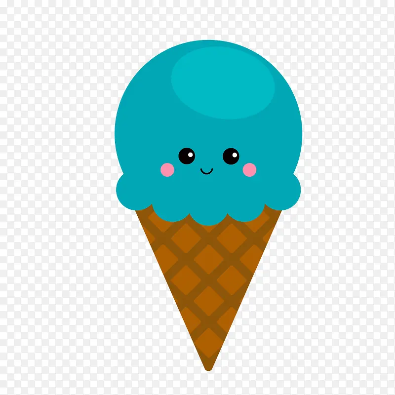 蓝色可爱表情冰淇淋