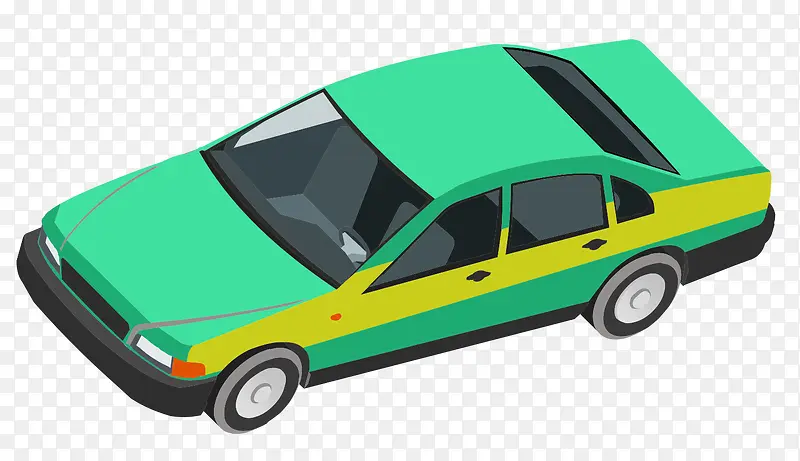 卡通绿色小汽车