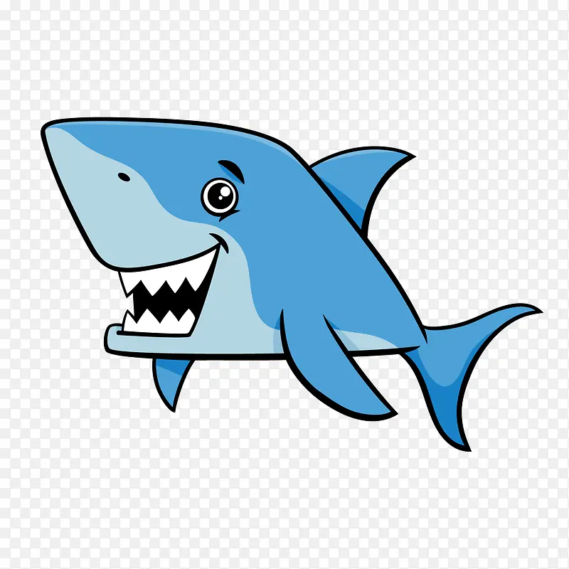 蓝色的手绘鲨鱼设计
