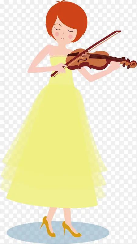 矢量图拉小提琴的女孩