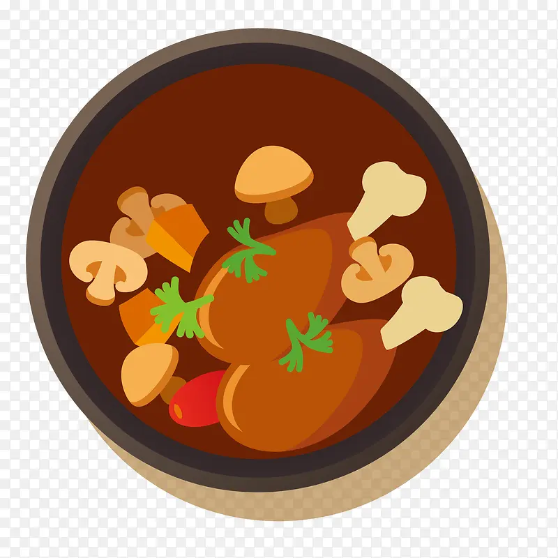 卡通香菇炖鸡腿食物