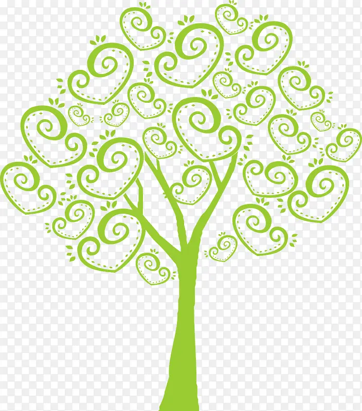 绿色爱心线条树