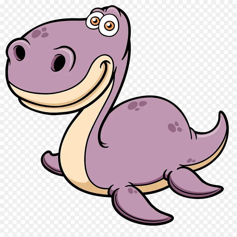 卡通手绘紫色恐龙