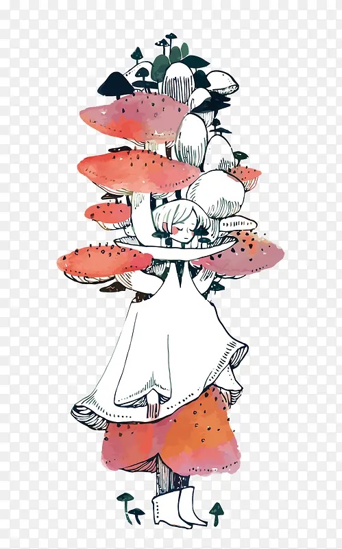 矢量蘑菇少女