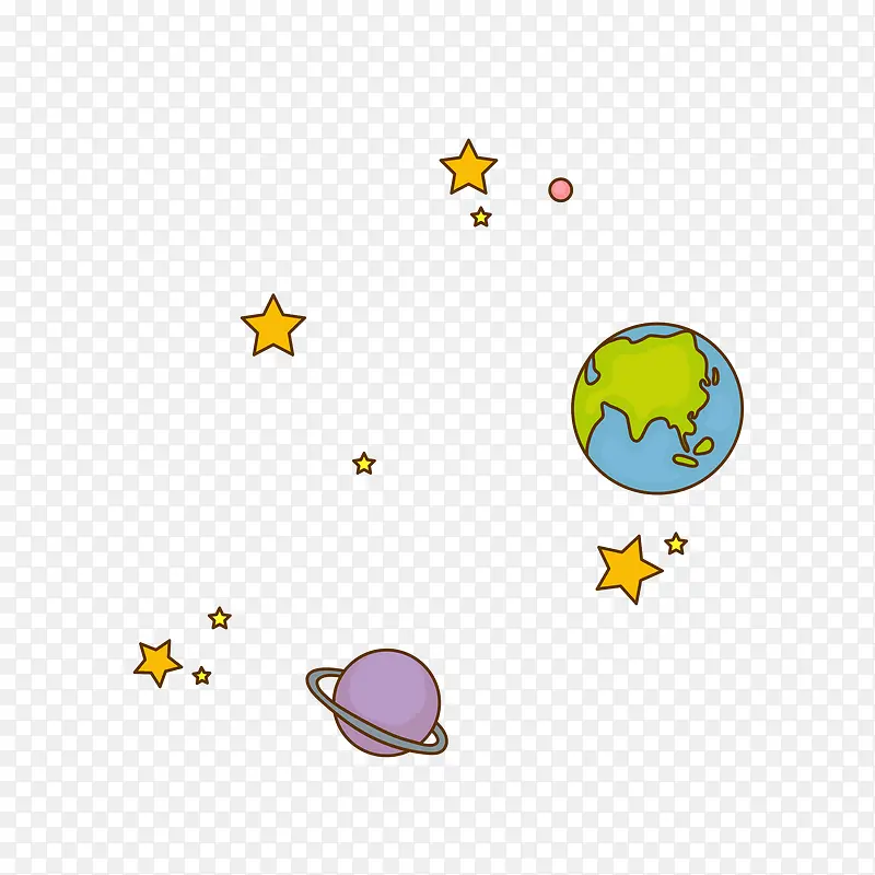 手绘星星和地球装饰图
