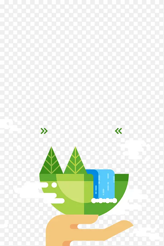 清新绿色树木白云国际气象日图案