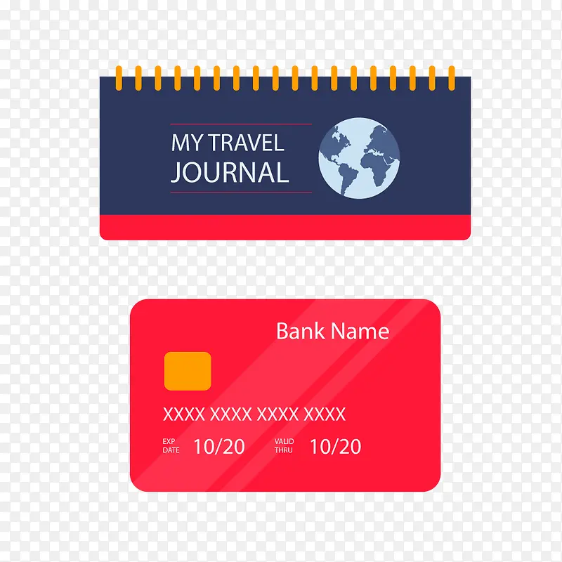 旅行社旅行账本银行卡图标设计素
