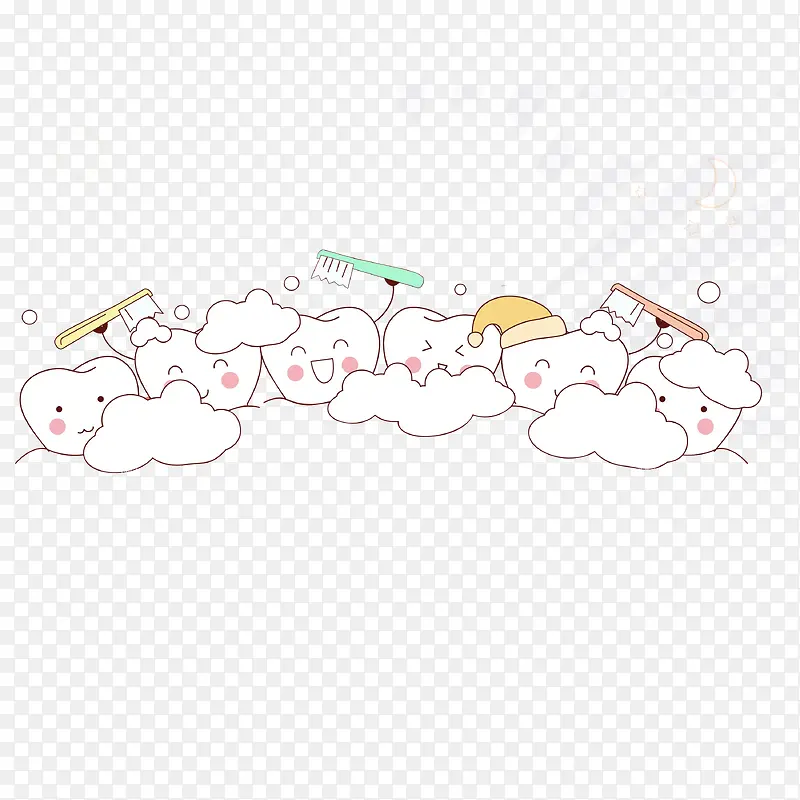 卡通互相洗澡的牙齿素材