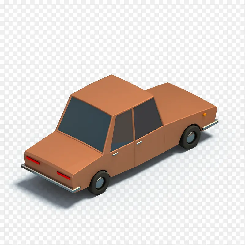 棕色汽车模型背面
