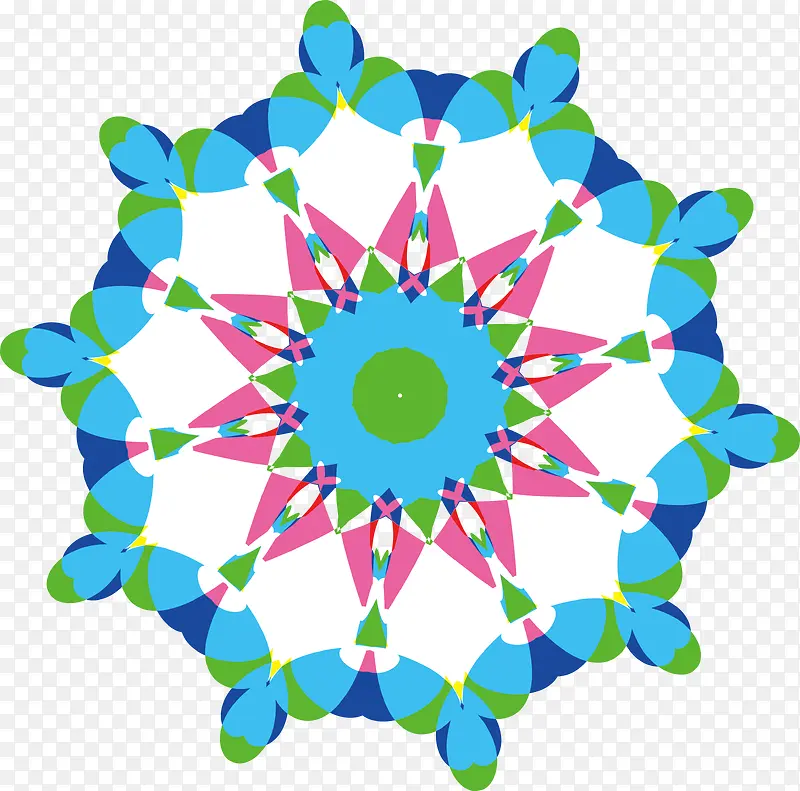 蓝色矢量瑶族花纹图