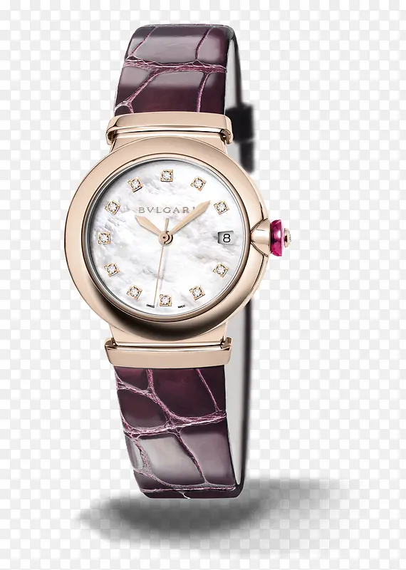 宝格丽玫瑰金紫色腕表手表女表