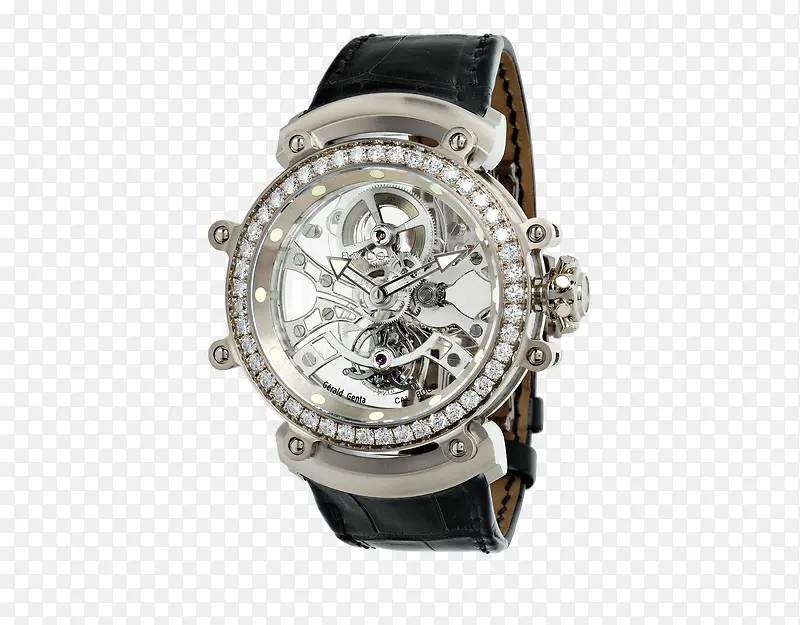 宝格丽机械镂空腕表银色手表男表