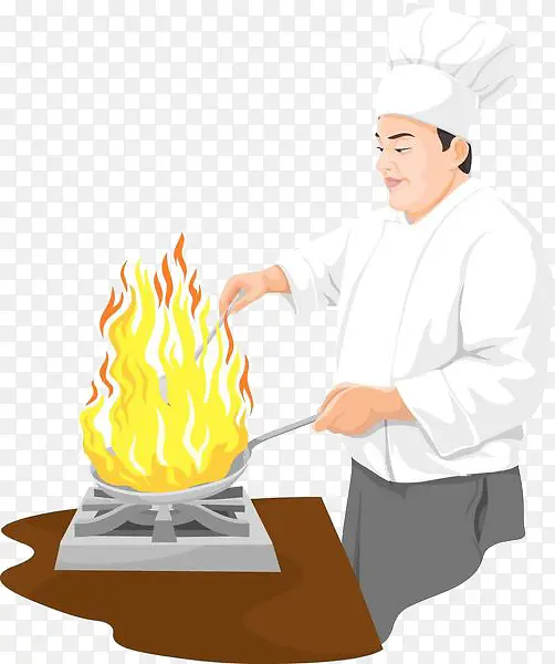 大火烹饪的厨师