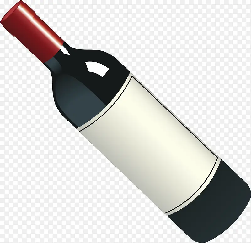 手绘红酒黑色玻璃瓶