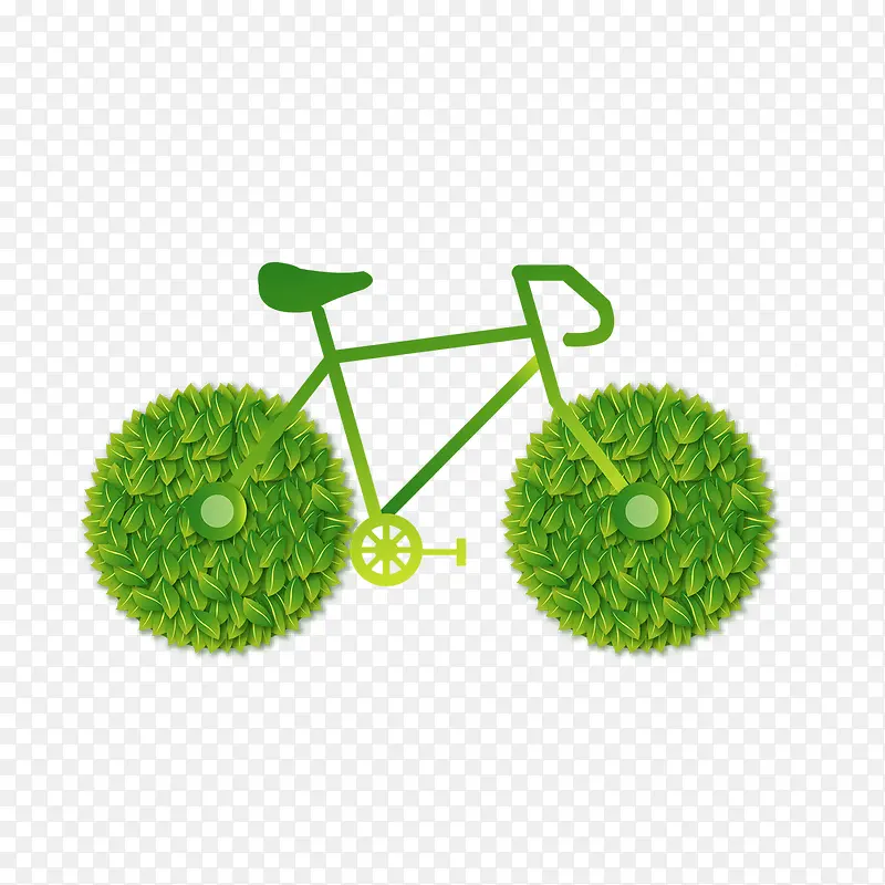 绿色树叶组成的单车