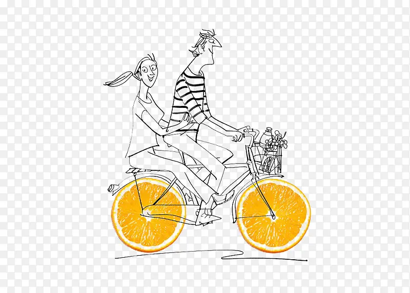 骑自行车蔬果插画设计