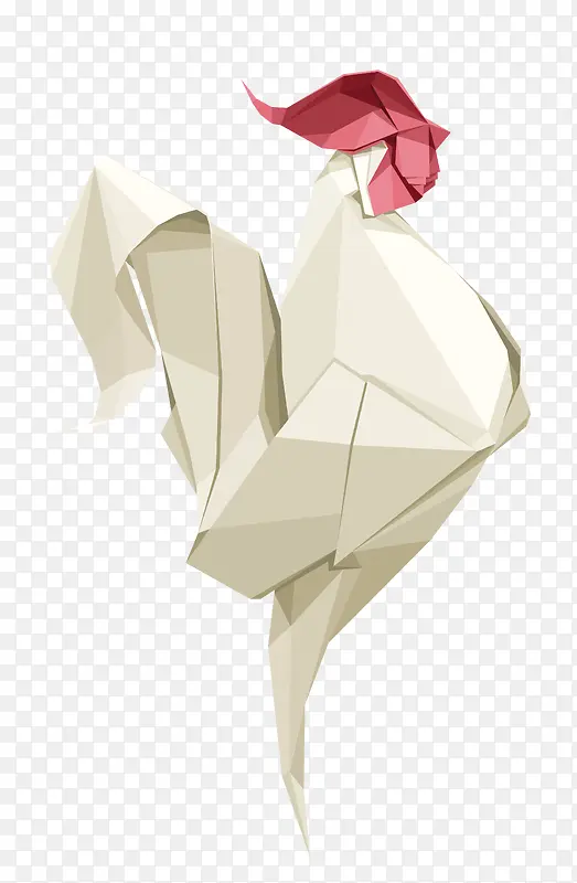 矢量白色折纸艺术鸡