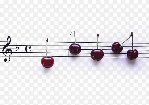 创意樱桃与五线音符乐章