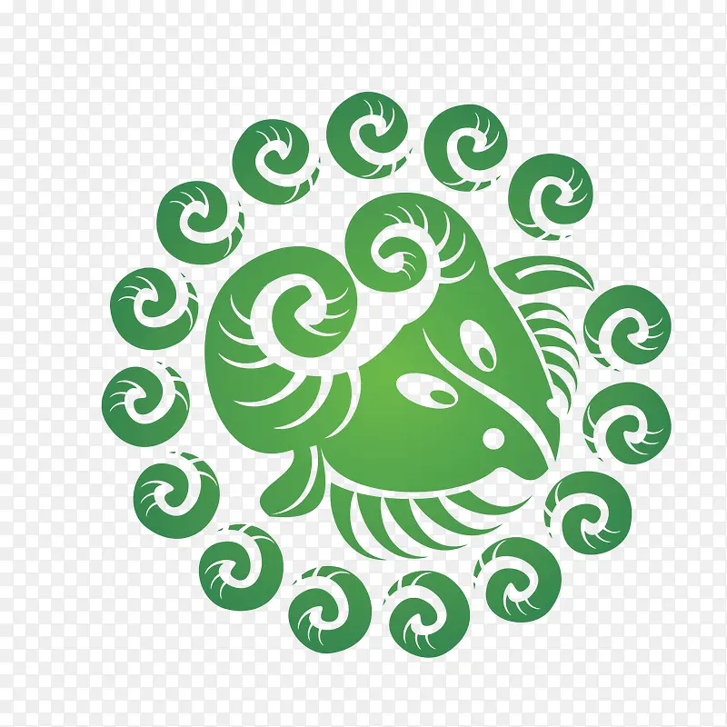 山羊座艺术绿色剪纸