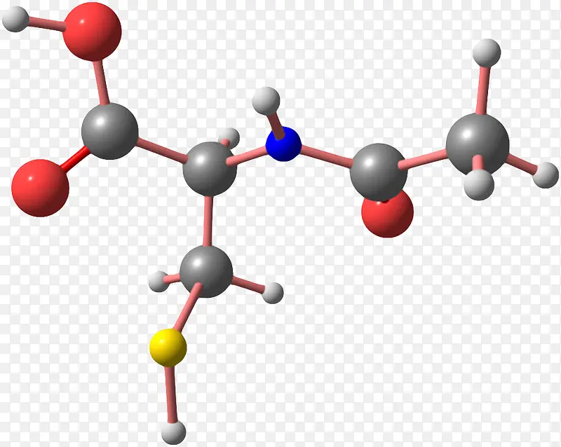 黑红色乙酰半胱氨酸分子形状素材
