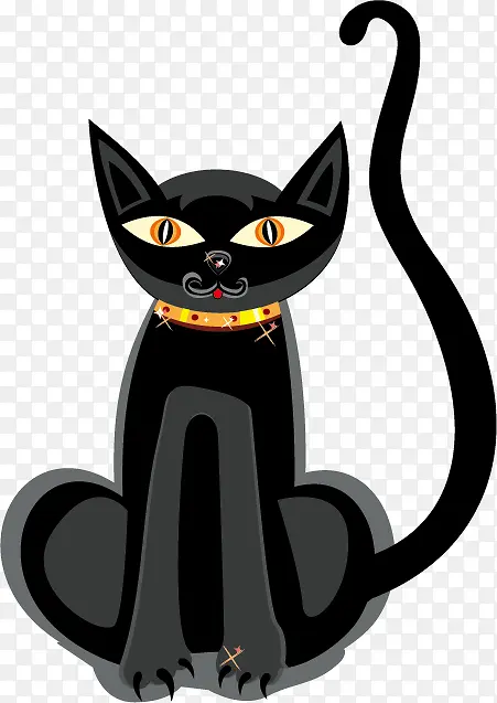 神秘黑猫万圣节装饰图案