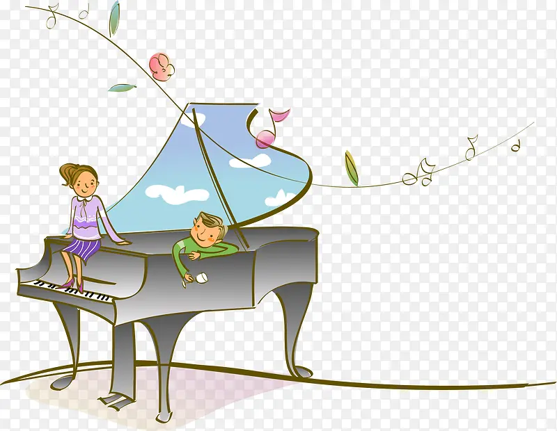 可爱唯美手绘教育钢琴