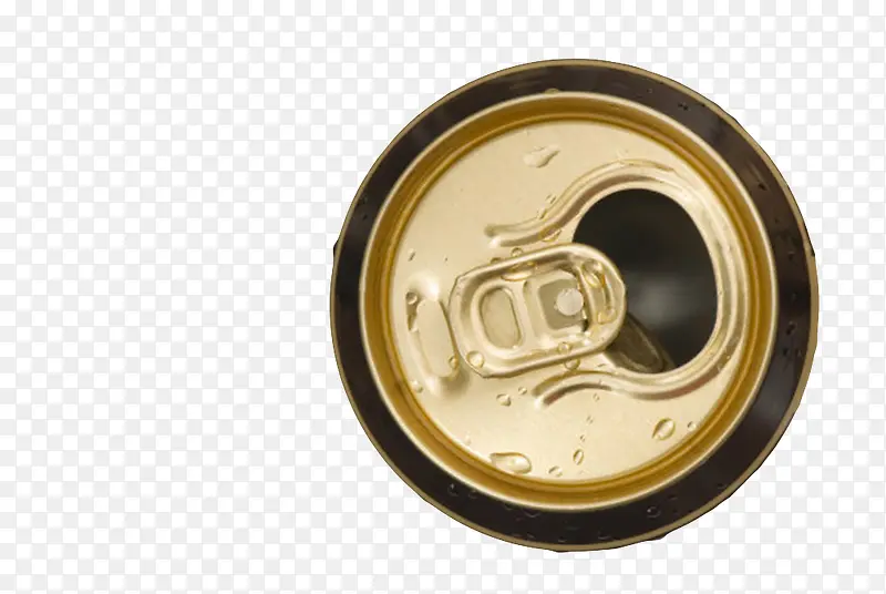 金色饮料金属罐子俯视图