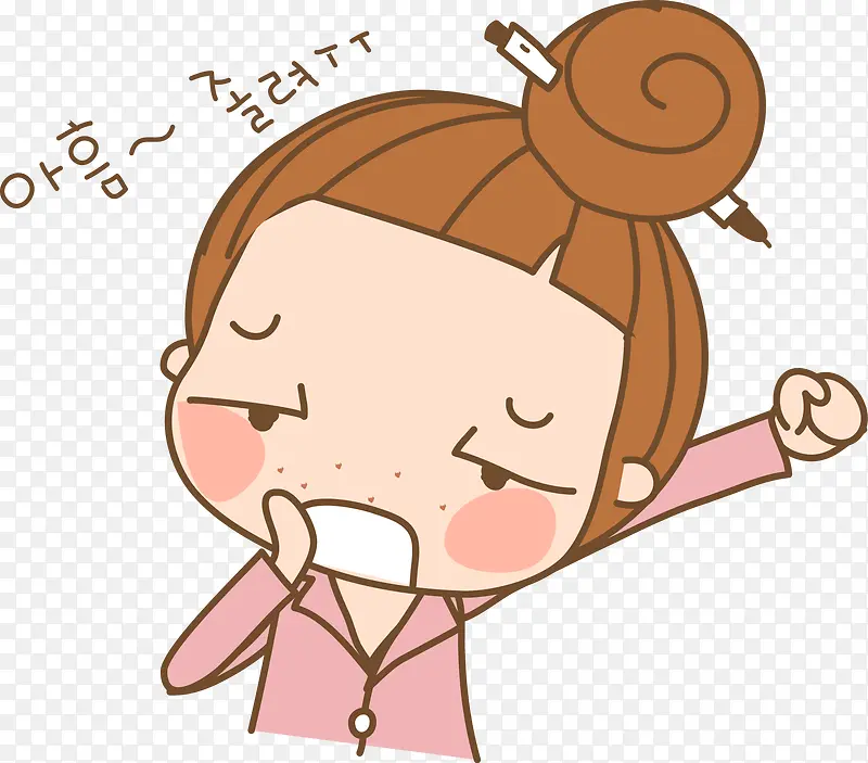想睡觉的卡通女孩矢量