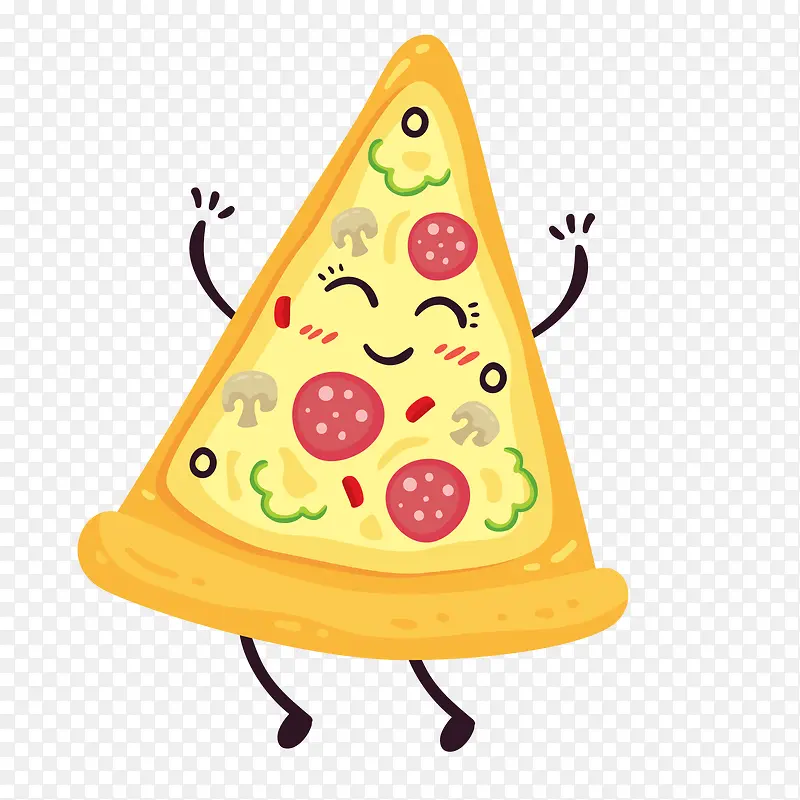 黄色圆角披萨美食元素