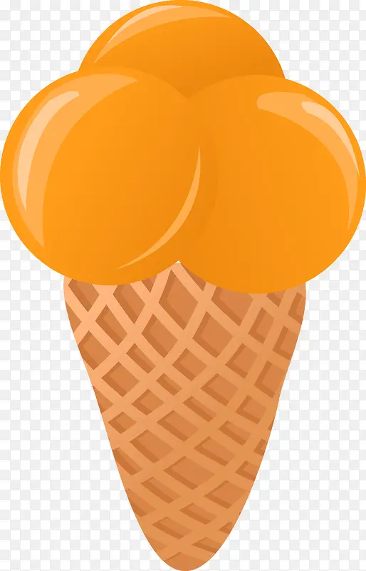 橙色卡通冰淇淋矢量图