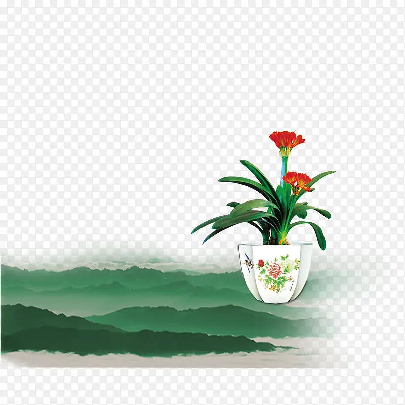 红色花朵绿叶装饰插画背景PNG图片素材下载_图片编号qvgzrogy-免抠素材网