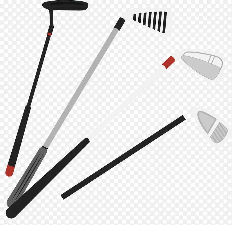 4种球杆高尔夫用品矢量素材