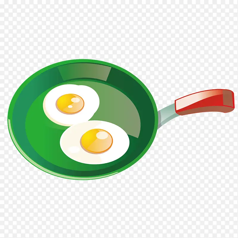 矢量绿色平底锅煎蛋鸡蛋荷包蛋