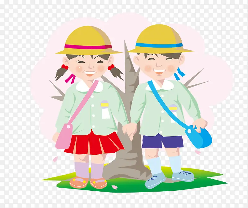 站在树下合照的小情侣