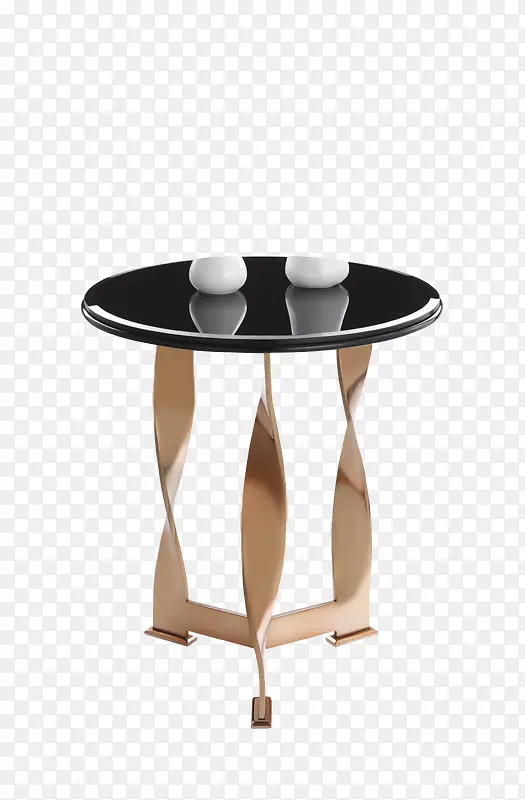 三角黑色大理石镜面圆形餐桌