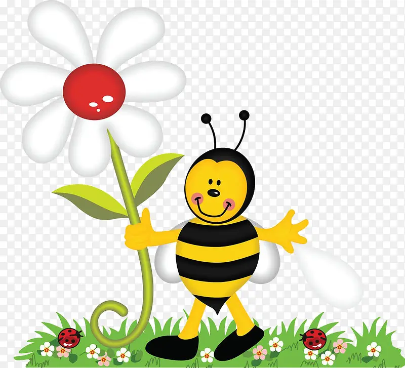 卡通草地上的蜜蜂
