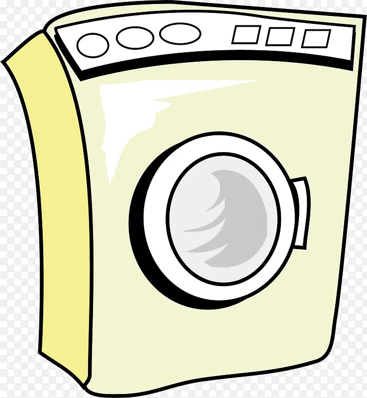 卡通黄色单筒洗衣机矢量