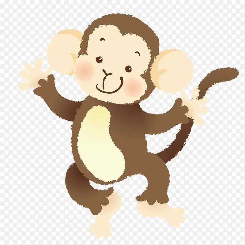 棕色质感扁平猴子可爱