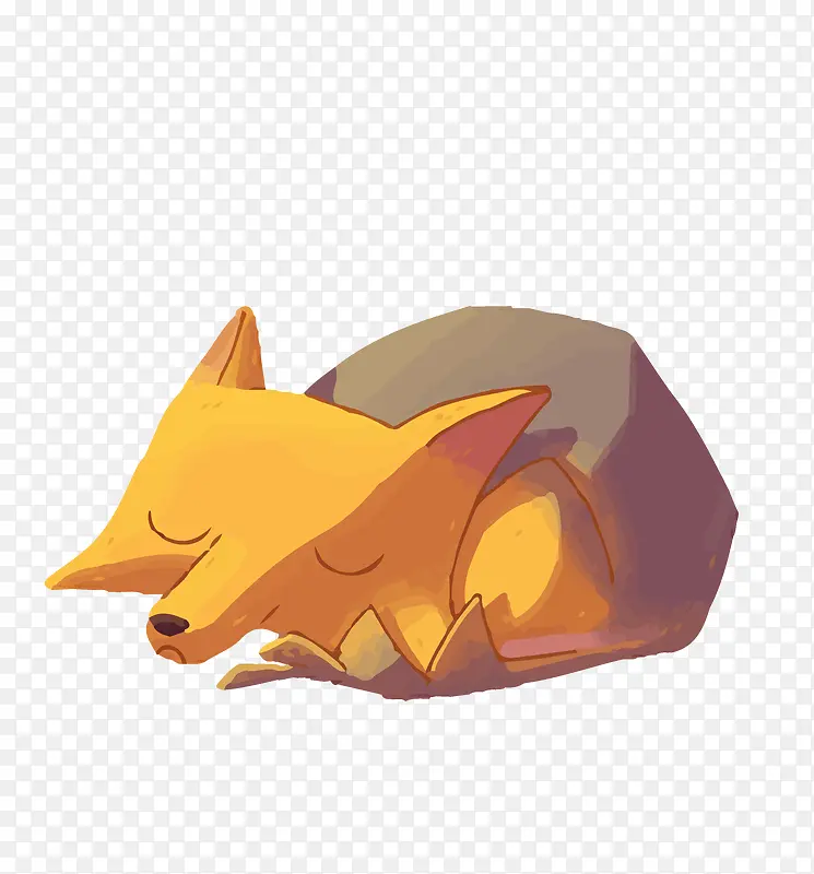卡通手绘睡觉了狐狸